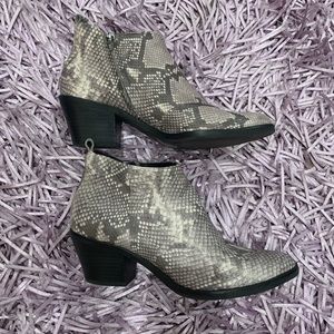 Faux leather snake skin booties